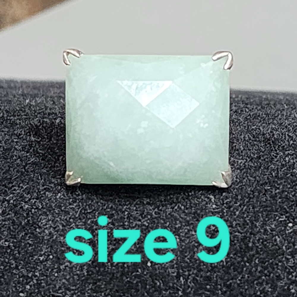 Statement Sterling Silver Chunky Ring Light Green… - image 1